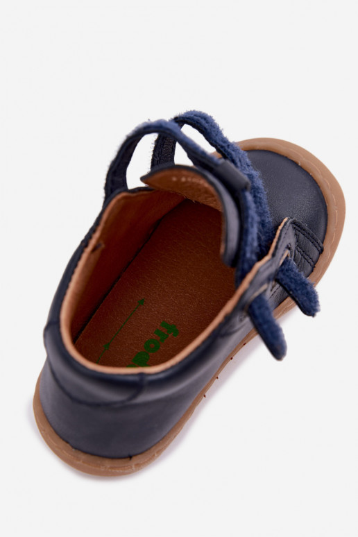 Dark blue children's leather shoes Barefoot Froddo G2130328
