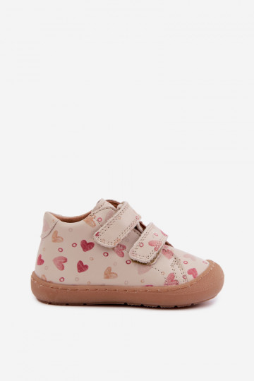 Sand-colored children's leather shoes Barefoot Froddo G2130328-64 2