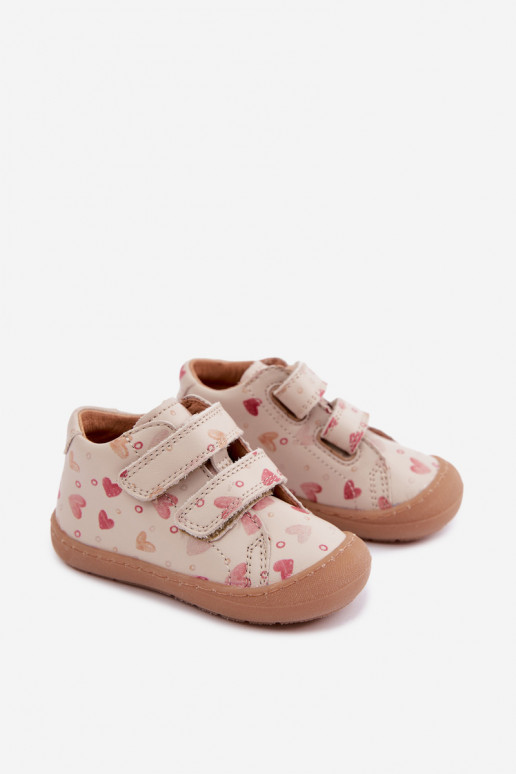 Sand-colored children's leather shoes Barefoot Froddo G2130328-64