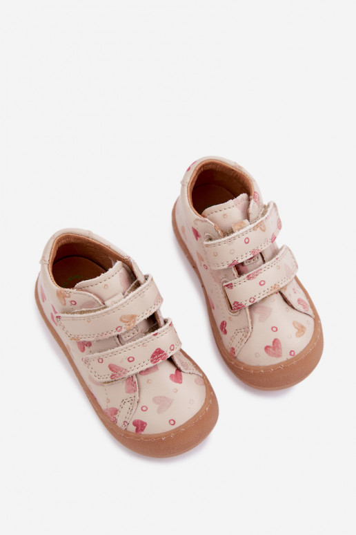 Beżowe dziecięce skórzane buty Barefoot Froddo G2130328-64