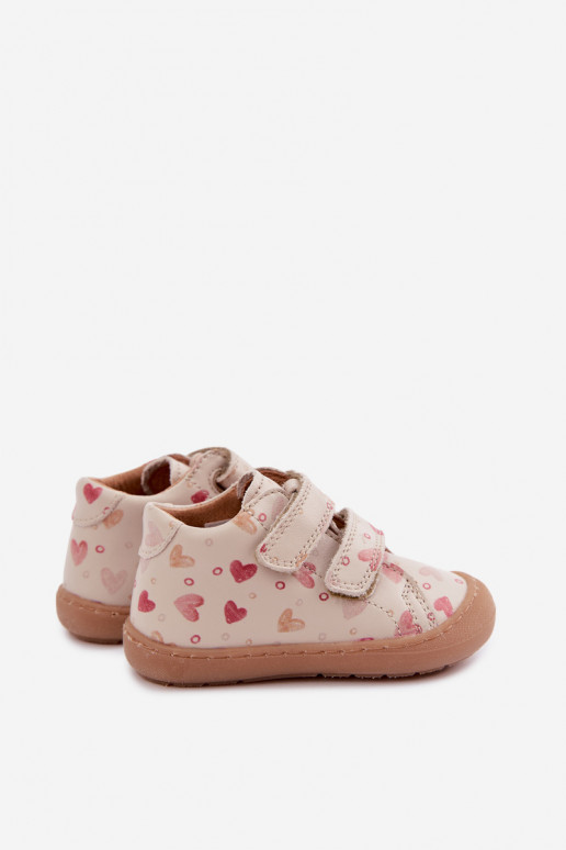 Beżowe dziecięce skórzane buty Barefoot Froddo G2130328-64