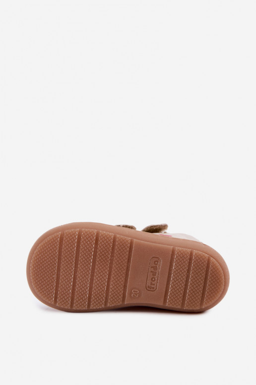 Smėlio spalvos vaikiški odiniai batai Barefoot Froddo G2130328-64