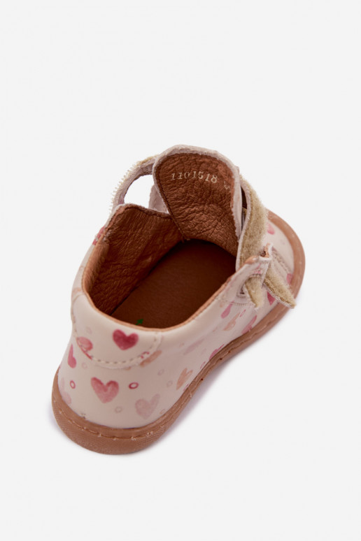 Sand-colored children's leather shoes Barefoot Froddo G2130328-64