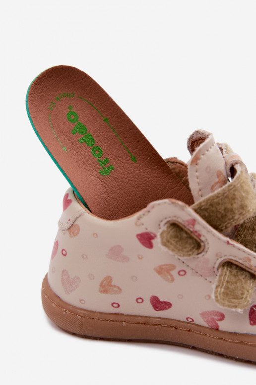 Beżowe dziecięce skórzane buty Barefoot Froddo G2130328-64