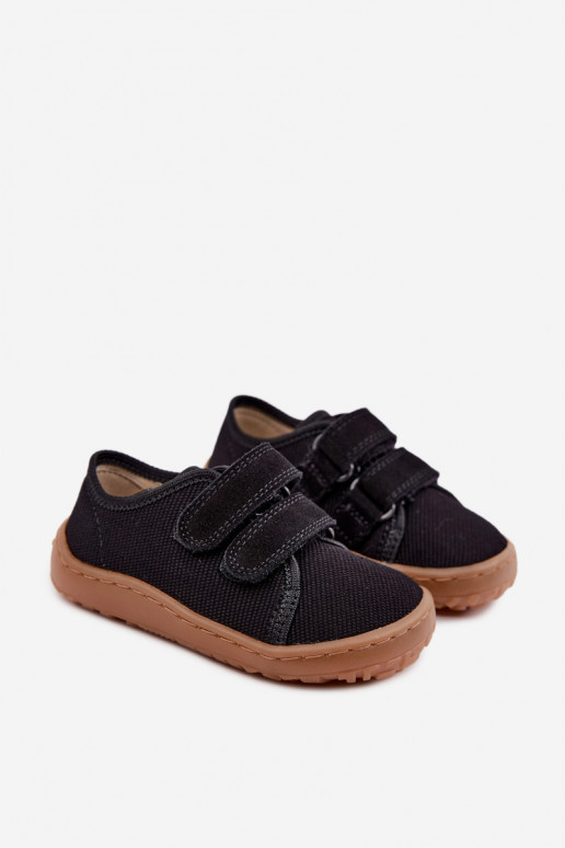 Czarne dziecięce klapki Barefoot Froddo Canvas G1700440-19