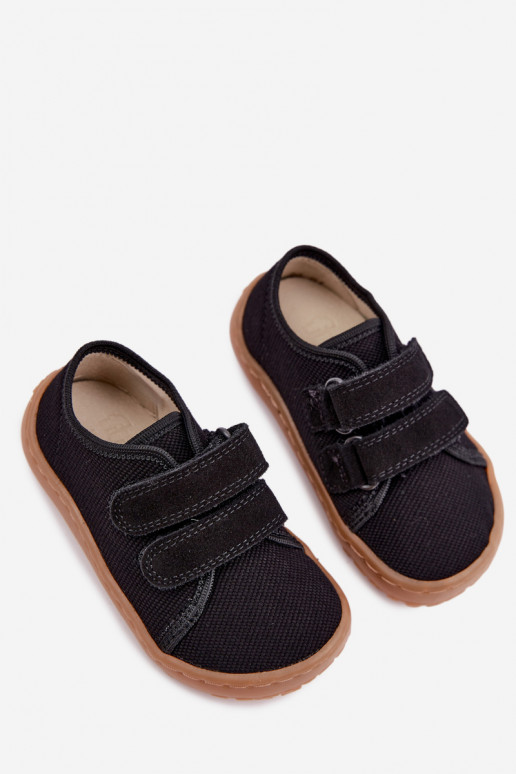 Czarne dziecięce klapki Barefoot Froddo Canvas G1700440-19