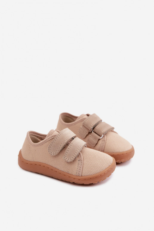 Sand-colored children's slippers Barefoot Froddo Canvas G1700440-22