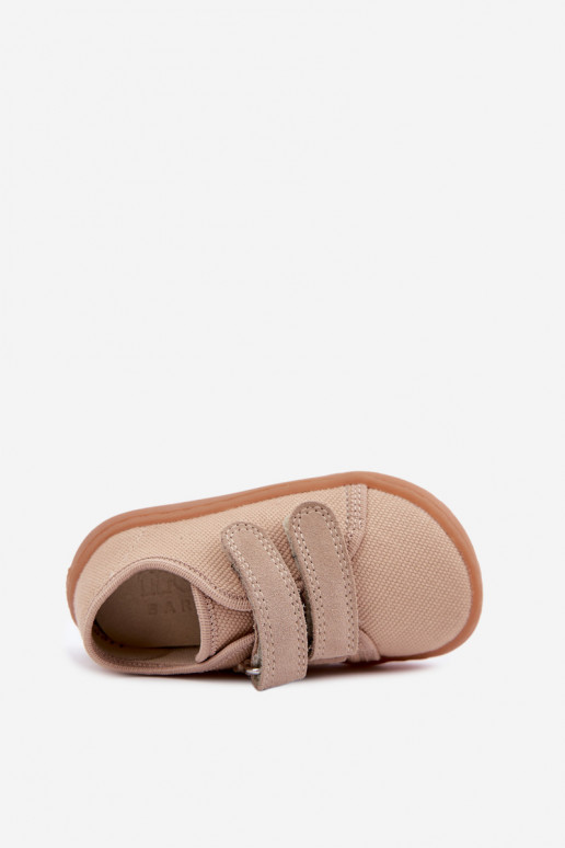 Sand-colored children's slippers Barefoot Froddo Canvas G1700440-22
