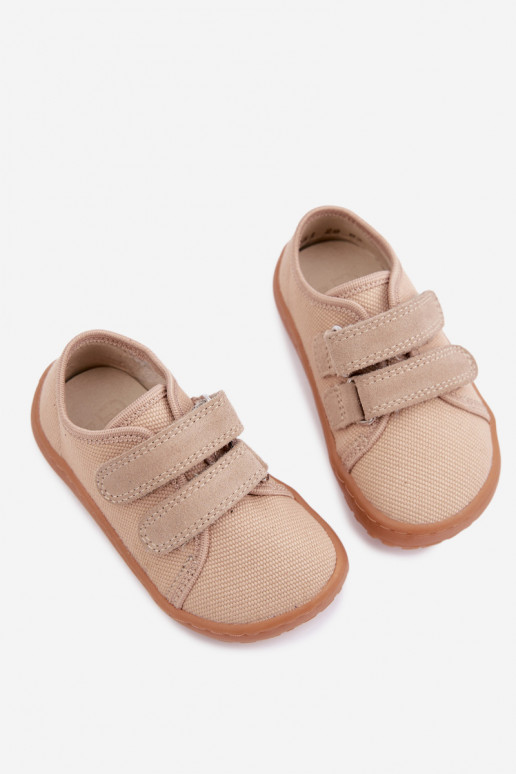 Sand-colored children's slippers Barefoot Froddo Canvas G1700440-22
