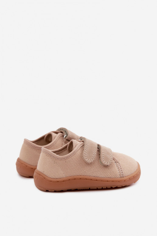 Sand-colored children's slippers Barefoot Froddo Canvas G1700440-22