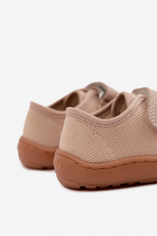 Sand-colored children's slippers Barefoot Froddo Canvas G1700440-22