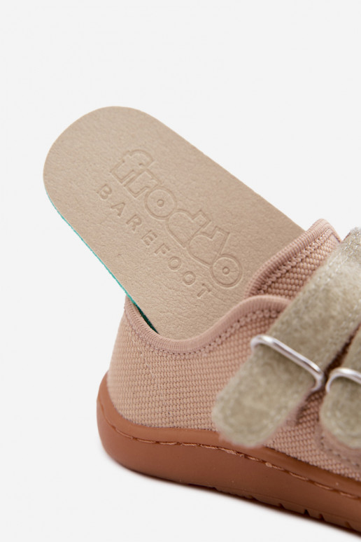 Smėlio spalvos vaikiškos šlepetės Barefoot Froddo Canvas G1700440-22