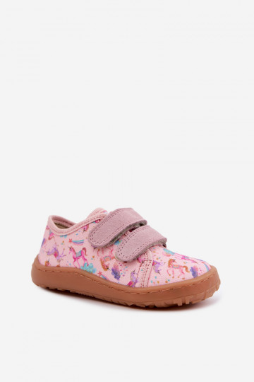 Pink children's slippers Barefoot Unicorns Froddo Canvas G1700440-26