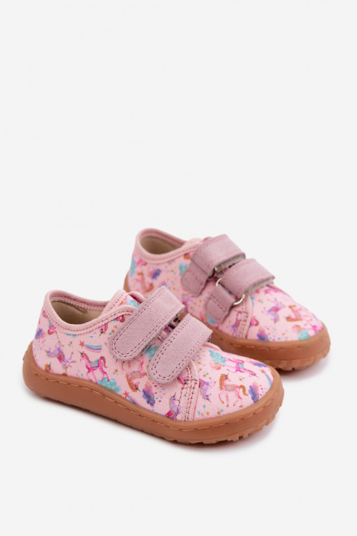 Pink children's slippers Barefoot Unicorns Froddo Canvas G1700440-26