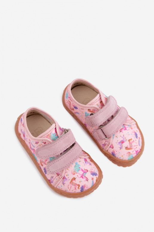 Pink children's slippers Barefoot Unicorns Froddo Canvas G1700440-26