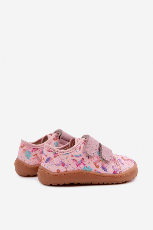 Pink children's slippers Barefoot Unicorns Froddo Canvas G1700440-26
