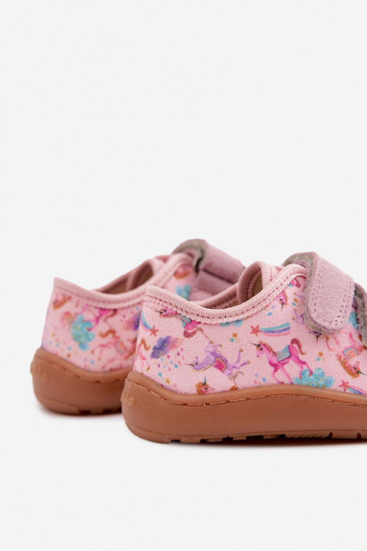 Pink children's slippers Barefoot Unicorns Froddo Canvas G1700440-26