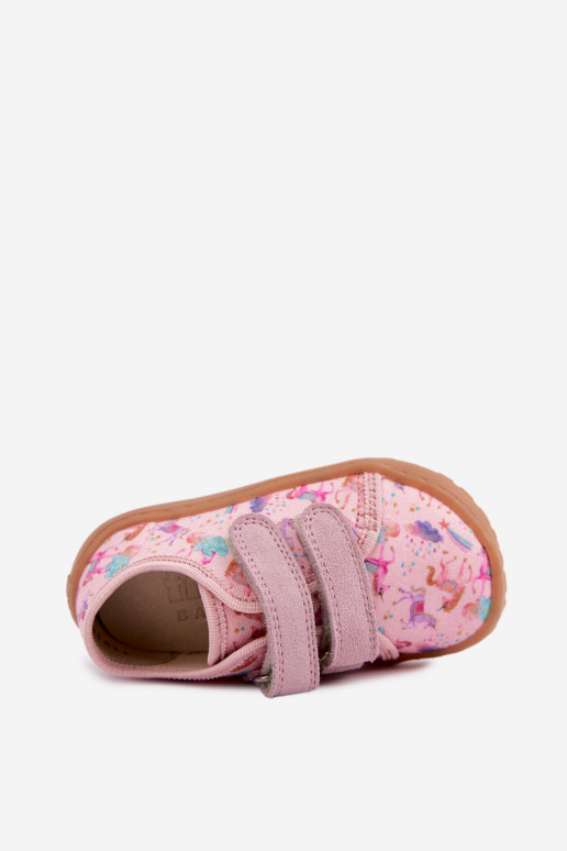 Pink children's slippers Barefoot Unicorns Froddo Canvas G1700440-26