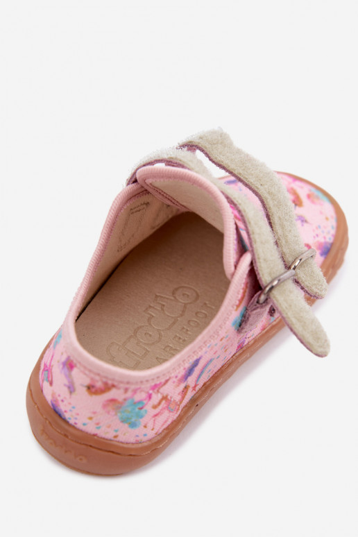 Różowe dziecięce klapki Barefoot Jednorożce Froddo Canvas G1700440-26