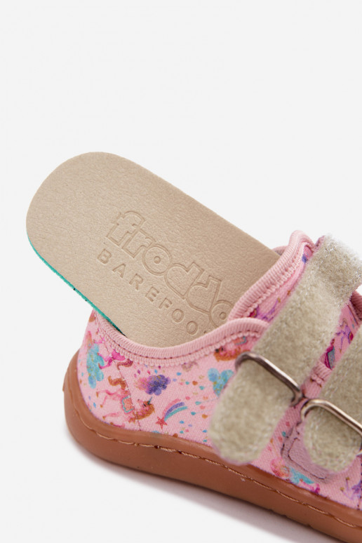 Pink children's slippers Barefoot Unicorns Froddo Canvas G1700440-26