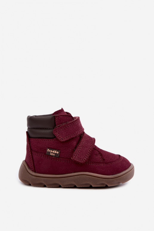 Bordo spalvos vaikiški odiniai batai Barefoot Froddo G2110150-9