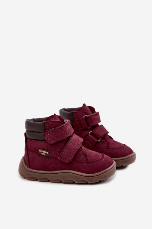 Bordowe dziecięce skórzane buty Barefoot Froddo G2110150-9