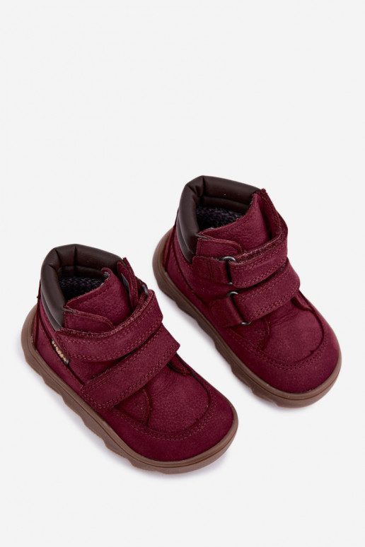Bordo spalvos vaikiški odiniai batai Barefoot Froddo G2110150-9