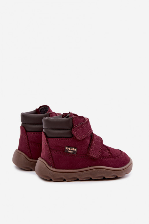 Burgundy children's leather shoes Barefoot Froddo G2110150-9