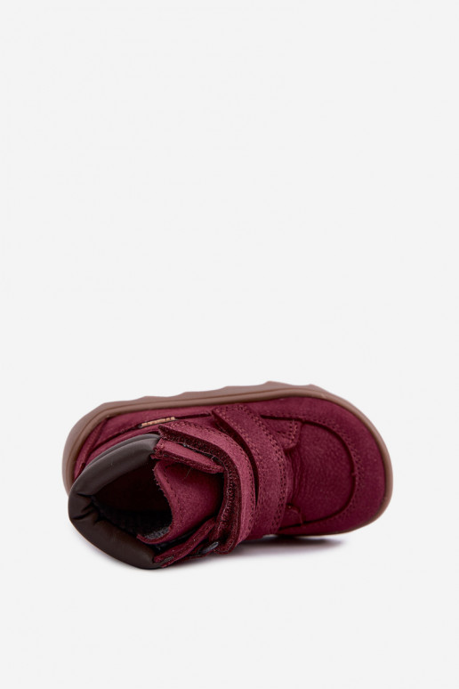 Burgundy children's leather shoes Barefoot Froddo G2110150-9