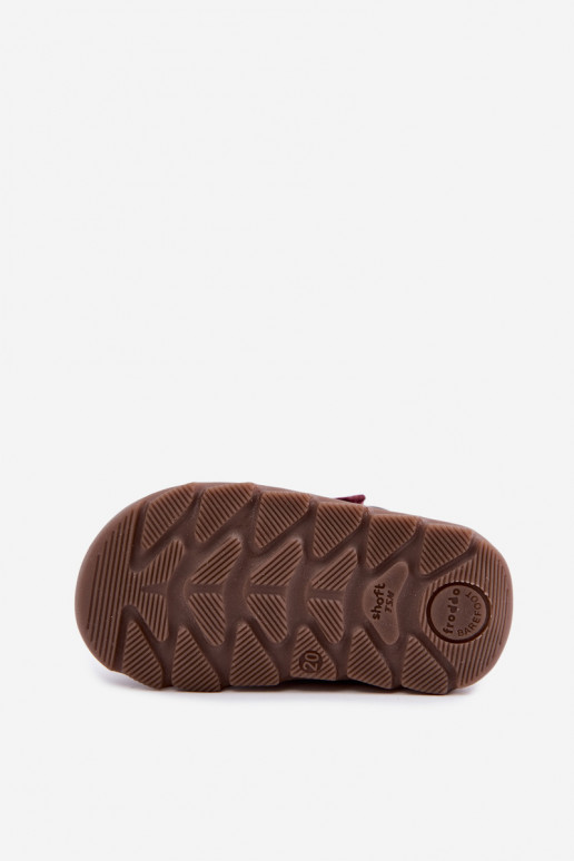 Bordowe dziecięce skórzane buty Barefoot Froddo G2110150-9
