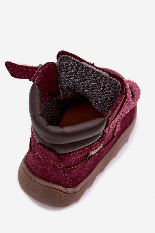 Burgundy children's leather shoes Barefoot Froddo G2110150-9