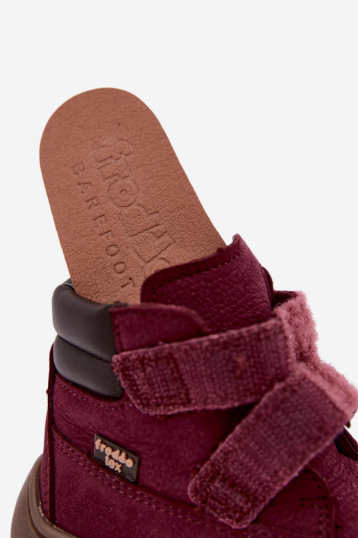 Bordowe dziecięce skórzane buty Barefoot Froddo G2110150-9