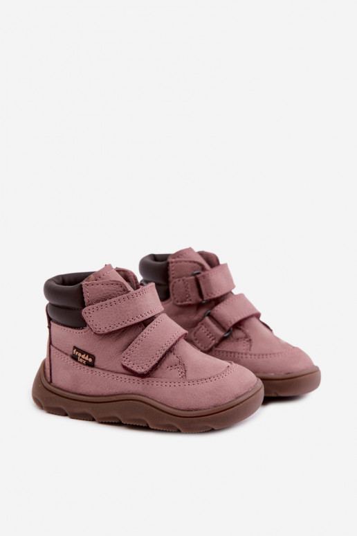 Pink children's leather shoes Barefoot Froddo G2110150-5