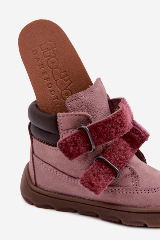 Pink children's leather shoes Barefoot Froddo G2110150-5