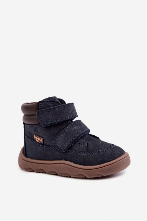 Dark blue children's leather shoes Barefoot Froddo G2110150
