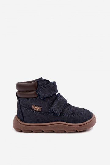 Dark blue children's leather shoes Barefoot Froddo G2110150 2
