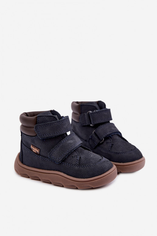 Ciemnoniebieskie dziecięce skórzane buty Barefoot Froddo G2110150