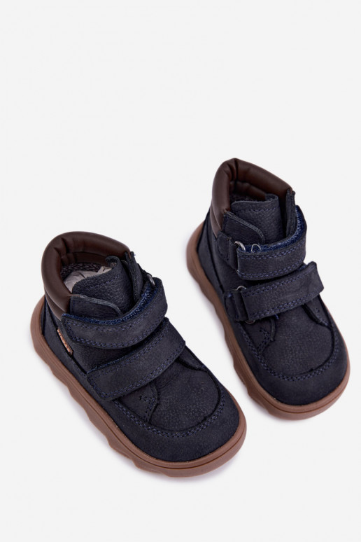 Dark blue children's leather shoes Barefoot Froddo G2110150