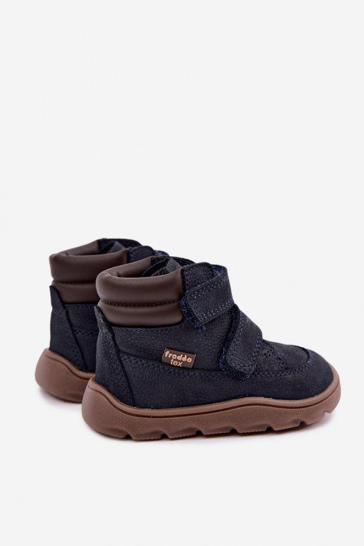 Dark blue children's leather shoes Barefoot Froddo G2110150