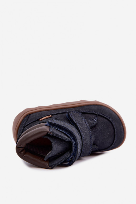 Tamsiai mėlynos spalvos vaikiški odiniai batai Barefoot Froddo G2110150