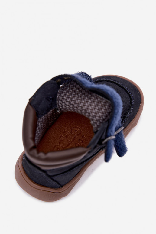 Tamsiai mėlynos spalvos vaikiški odiniai batai Barefoot Froddo G2110150