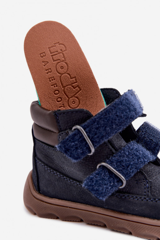 Dark blue children's leather shoes Barefoot Froddo G2110150