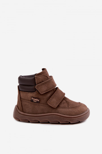 Brown children's leather shoes Barefoot Froddo G2110150-13 2