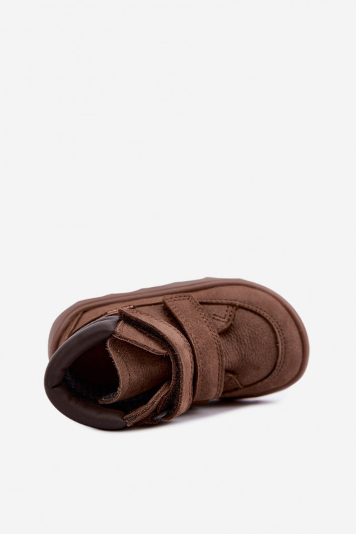 Brown children's leather shoes Barefoot Froddo G2110150-13