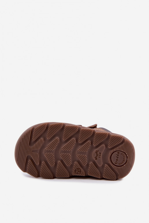 Brown children's leather shoes Barefoot Froddo G2110150-13
