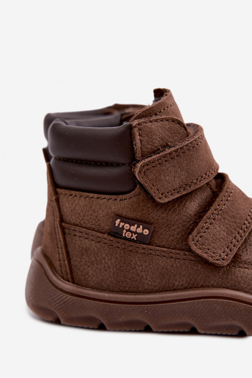 Brown children's leather shoes Barefoot Froddo G2110150-13