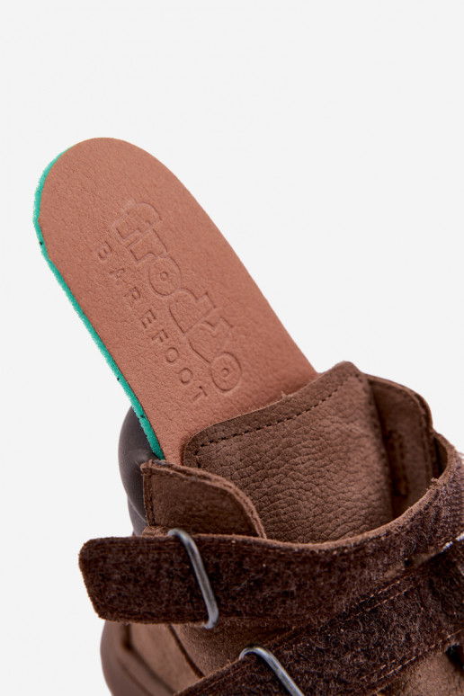 Brown children's leather shoes Barefoot Froddo G2110150-13