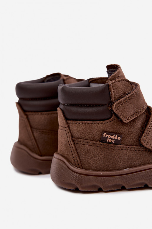 Brown children's leather shoes Barefoot Froddo G2110150-13