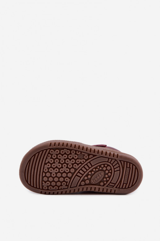 Bordowe dziecięce zamszowe buty Barefoot Froddo G2110157-4