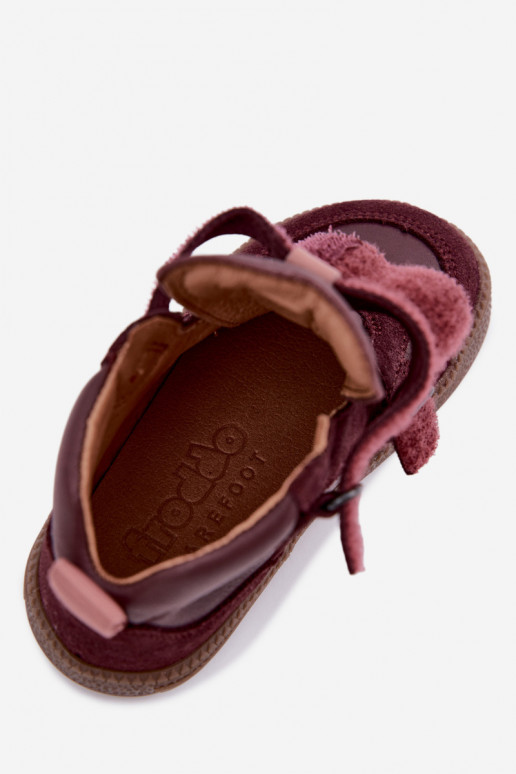 Bordowe dziecięce zamszowe buty Barefoot Froddo G2110157-4